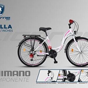Licorne Bicicletta olandese Stella Bike, city bike da 24,26 e 28 pollici, adatta sia a uomini che a donne, con cambio a 21 marce, Bambina Donna, bianco, 26 - immagine 6