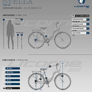 Licorne Bicicletta olandese Stella Bike, city bike da 24,26 e 28 pollici, adatta sia a uomini che a donne, con cambio a 21 marce, Bambina Donna, bianco, 26 - immagine 7