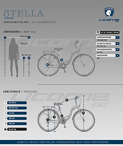 Licorne-Bicicletta-olandese-Stella-Bike-city-bike-da-2426-e-28-pollici-adatta-sia-a-uomini-che-a-donne-con-cambio-a-21-marce-Bambina-Donna-bianco-26-0-4