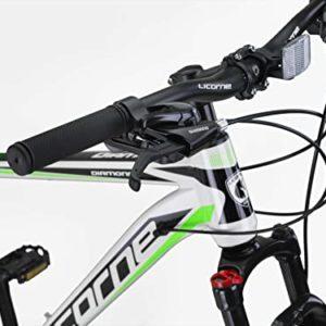Licorne Bike - Mountain bike Diamond in alluminio, bicicletta per adolescenti, uomini e donne, cambio a 21 marce, freno a disco, forcella anteriore regolabile (26 pollici, bianco) - immagine 5
