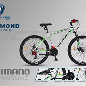Licorne Bike - Mountain bike Diamond in alluminio, bicicletta per adolescenti, uomini e donne, cambio a 21 marce, freno a disco, forcella anteriore regolabile (26 pollici, bianco) - immagine 6