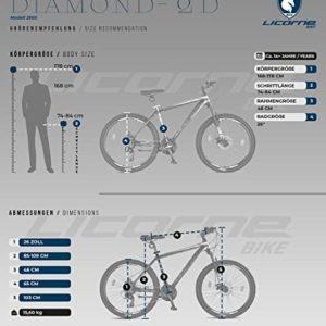 Licorne Bike - Mountain bike Diamond in alluminio, bicicletta per adolescenti, uomini e donne, cambio a 21 marce, freno a disco, forcella anteriore regolabile (26 pollici, bianco) - immagine 7