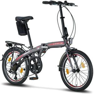 Licorne Bike Phoenix, bicicletta pieghevole in alluminio da 20 pollici, bicicletta pieghevole da uomo e da donna, cambio a 7 marce, telaio in alluminio, copertura, luce anteriore