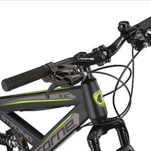 Licorne Bike Strong 2D Premium Mountain Bike Bicicletta per ragazzi, ragazze, donne e uomini – Freno a disco anteriore e posteriore – 21 marce – Sospensione completa (nero/lime, 29.00) - immagine 5
