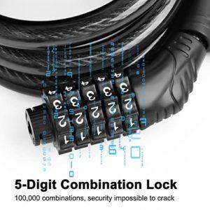 Lucchetto Bici Combinazione,Catena Bicicletta Antifurto 120cm x 12mm Livello di Sicurezza Alto,Lucchetto Bicicletta con Codice Intelligente a 5 Cifre per Bicicletta MTB Monopattino Elettrico - immagine 3