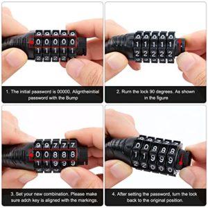 Lucchetto Bici Combinazione,Catena Bicicletta Antifurto 120cm x 12mm Livello di Sicurezza Alto,Lucchetto Bicicletta con Codice Intelligente a 5 Cifre per Bicicletta MTB Monopattino Elettrico - immagine 5