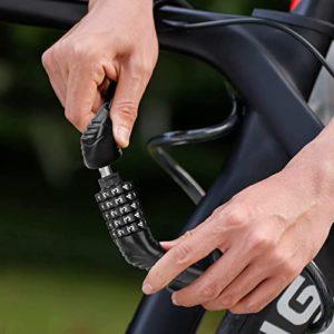 Lucchetto Bici Combinazione,Catena Bicicletta Antifurto 120cm x 12mm Livello di Sicurezza Alto,Lucchetto Bicicletta con Codice Intelligente a 5 Cifre per Bicicletta MTB Monopattino Elettrico - immagine 7