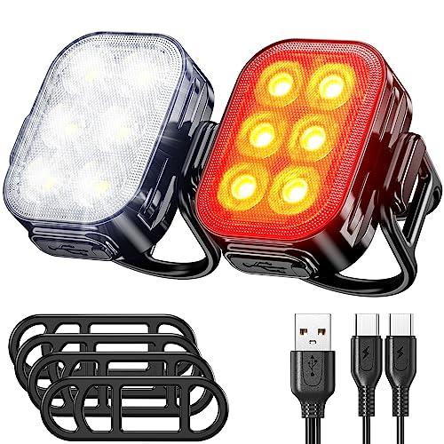 Luci per Bicicletta LED 46 Modalita Luce Bici Anteriore e Posteriore Fanali Bici Kit Ricaricabili Tramite USB C IPX65 Impermeabile Fari per Bici Luci MTB Bici da Corsa per Uomini Donne Bambini 0 Luci per Bicicletta LED, 4/6 Modalità Luce Bici Anteriore e Posteriore, Fanali Bici Kit Ricaricabili Tramite USB-C, IPX65 Impermeabile Fari per Bici, Luci MTB & Bici da Corsa per Uomini Donne Bambini