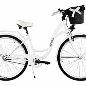 Milord. Comfort bicicletta con supporto posteriore, bicicletta olandese da donna, 1 marcia, bianco, 26 pollici - immagine 3