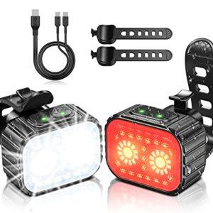 Mohard Luci Bicicletta LED, USB Ricaricabili & 8+12 Modalità Luci Bici per All'aperto, Ultra Luminose & Impermeabile IPX6 Luce Bici Anteriore e Posteriore, 58 Ore di Funzionamento, Cinghia Estensibile