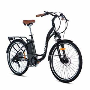 Moma Bikes Bicicletta Elettrica di Passeggio, Alluminio, SHIMANO 7v, Freni a disco idraulico, Batteria Litio 36V 16Ah