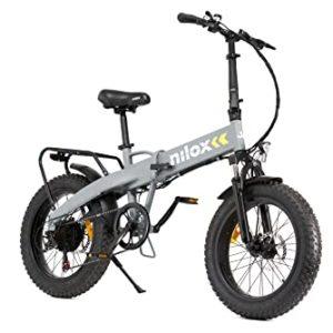 Nilox, E-Bike J4 Plus, Bici Elettrica con Pedalata Assistita, 70 km di Autonomia, Fino a 25 km/h, Brushless High Speed 36 V 250 W, Batteria Removibile 36 V 13 Ah, Ruote 20" Fat, Doppio Freno a Disco