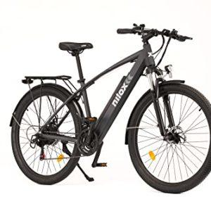 Nilox, E-Bike X7 Plus, Trekking Bike con Pedalata Assistita, 80 km di Autonomia, Fino a 25 km/h, Motore 36 V 250 W, Batteria al Litio da 36 V- 13 Ah, Copertoni Semi Tassellati 27.5" x 2.10"