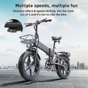 R7PRO - Mountain bike elettrica pieghevole, 20 * 4.0'' con pneumatici grassi, bici elettrica da 48 V 16 Ah, batteria rimovibile, display LCD, Shimano a 8 velocità (grigio) 10 R7PRO - Mountain bike elettrica pieghevole, 20 * 4.0'' con pneumatici grassi, bici elettrica da 48 V 16 Ah, batteria rimovibile, display LCD, Shimano a 8 velocità (grigio) - immagine 3