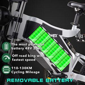 RZOGUWEX Bicycle Elettrica,Ebike Fuoristrada da 20 Pollici per Adulti con Batteria a Ioni di Litio Staccabile a 48V 25Ah, Ebici da Neve a 7 Velocità con Motore Senza Spazzole 12 RZOGUWEX Bicycle Elettrica,Ebike Fuoristrada da 20 Pollici per Adulti con Batteria a Ioni di Litio Staccabile a 48V 25Ah, Ebici da Neve a 7 Velocità con Motore Senza Spazzole - immagine 5