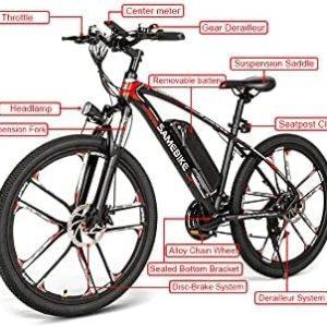 SAMEBIKE Bicicletta Elettrica 26 "Mountain Bike Ebike 48V Batteria Pedal Assist Bicicletta Elettrica Città Adulta, bianco 10 SAMEBIKE Bicicletta Elettrica 26 "Mountain Bike Ebike 48V Batteria Pedal Assist Bicicletta Elettrica Città Adulta, bianco - immagine 4
