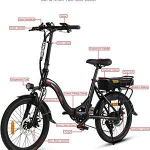 SAMEBIKE Bicicletta Elettrica per Adulti 20'',Pieghevole Bici Elettrica con Pedalata Assistita,City E-bike Unisex Adulto,Batteria Rimovibile 36V12AH,Bici Elettriche per Shimano 7 Velocità Uomo/Donna - immagine 7