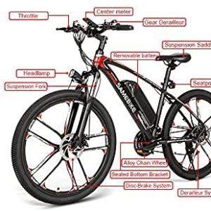 SAMEBIKE Bicicletta Elettrica per Adulti 26'',con Pedalata Assistita, Unisex Batteria Rimovibile 48V10AH, per Shimano 21 Velocità - immagine 7