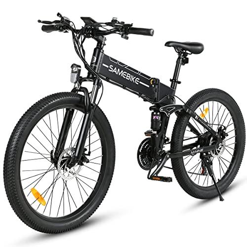 SAMEBIKE Bicicletta elettrica pieghevole per adulti 48V125AH batteria rimovibile 26 pollici pieghevole mountain bike elettriche con SHIMANO 21 velocita ingranaggi Nero 0 SAMEBIKE Bicicletta elettrica pieghevole per adulti 48V12.5AH batteria rimovibile 26 pollici pieghevole mountain bike elettriche con SHIMANO 21 velocità ingranaggi, Nero