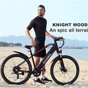 SAMEBIKE Mountain Bici Elettrica 27, 5 pollici 48V10.4AH Batteria Rimovibile Pedalata Assistita Mountain Bicicletta Elettrica Display a colori TFT Urbana EBike Adulti, Nero - immagine 8
