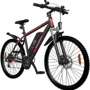 SAMEBIKE SY26 pollice mountain bike elettrica 36V 10Ah mountain bike adulto bici elettrica maschio e femmina I Shimano 7-speed shift I con pannello strumenti LCD, Nero