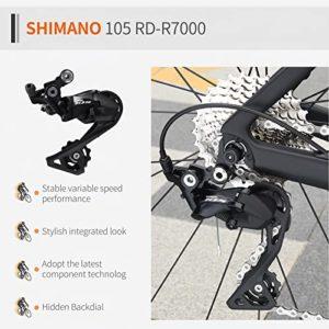 SAVADECK Bici da corse carbonio, Warwind5.0 700C bici da strada T800 Telaio Forcella e Reggisella in Carbonio con Shimano 105 R7000 22 velocità Ultraleggere bicicletta per uomo donna - immagine 6