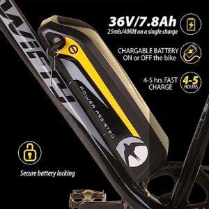 Swifty AT650, Mountain Bike with Battery on Frame Unisex-Adult, Nero/Giallo, Taglia Unica 7 Swifty AT650, Mountain Bike with Battery on Frame Unisex-Adult, Nero/Giallo, Taglia Unica - immagine 3