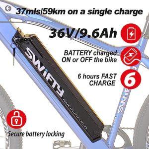 Swifty AT656, Mountain Bike with Battery Semi intergrated Into The Frame Unisex-Adult, Blu, Taglia Unica 9 Swifty AT656, Mountain Bike with Battery Semi intergrated Into The Frame Unisex-Adult, Blu, Taglia Unica - immagine 3