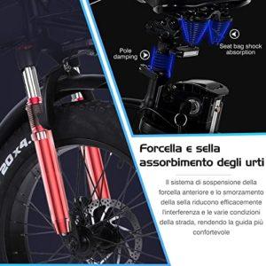 TODIMART Bicicletta Elettrica Pieghevole Fat Tire 20"* 4" Con Batteria 48V15Ah, Bicicletta Da Montagna Da Città A Lungo Raggio 14 TODIMART Bicicletta Elettrica Pieghevole Fat Tire 20"* 4" Con Batteria 48V15Ah, Bicicletta Da Montagna Da Città A Lungo Raggio - immagine 7