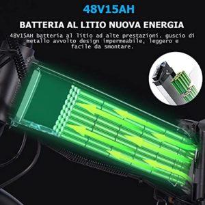 TODIMART Bicicletta Elettrica Pieghevole Fat Tire 20"* 4" Con Batteria Agli Ioni Di Litio Da 48V15Ah, Bicicletta Da Montagna Da Città A Lungo Raggio - immagine 5