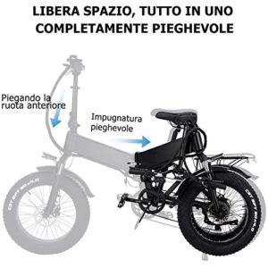 TODIMART Bicicletta Elettrica Pieghevole Fat Tire 20"* 4" Con Batteria Agli Ioni Di Litio Da 48V15Ah, Bicicletta Da Montagna Da Città A Lungo Raggio - immagine 7