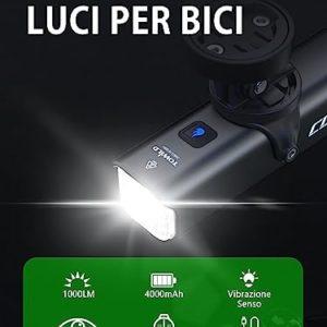 TOWILD CL1000 Luci Bici 1000 Lumen Ciclismo Luce Anteriore Bicicletta per Pendolarismo,4000mAh Intelligente Faro Bicicletta LED 5 Modalità Luminosità Fanalino Anteriore,Tipo C, l'installazione Inversa - immagine 3