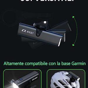 TOWILD CL1000 Luci Bici 1000 Lumen Ciclismo Luce Anteriore Bicicletta per Pendolarismo,4000mAh Intelligente Faro Bicicletta LED 5 Modalità Luminosità Fanalino Anteriore,Tipo C, l'installazione Inversa - immagine 5