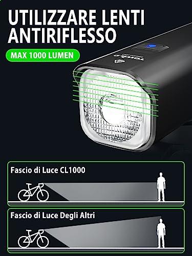 TOWILD-CL1000-Luci-Bici-1000-Lumen-Ciclismo-Luce-Anteriore-Bicicletta-per-Pendolarismo4000mAh-Intelligente-Faro-Bicicletta-LED-5-Modalita-Luminosita-Fanalino-AnterioreTipo-C-linstallazione-Inversa-0-4
