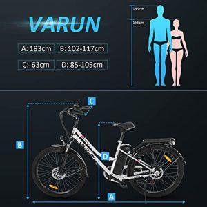 VARUN Bicicletta Elettrica 26” Bici Elettrica Adulto City E-bike con Li-Batteria 36V/10,4Ah,Motore 250W,Shimano 7 velocità, ebike Pedalata Assistita - immagine 7