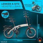 VELOJA Ebike Bicicletta Pieghevole Bicicletta elettrica pieghevole 20 pollici Equipaggiamento StZVO Motore a mozzo posteriore da 250 W 41 Nm fino a 100 km di distanza 9 marce 5 livelli 0 4 VELOJA® Ebike Bicicletta Pieghevole – Bicicletta elettrica pieghevole – 20 pollici – Equipaggiamento StZVO – Motore a mozzo posteriore da 250 W 41 Nm, fino a 100 km di distanza – 9 marce – 5 livelli