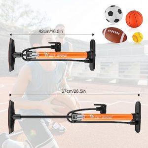 VFANDV Pompa da terra per bicicletta con manometro, 160 PSI per bicicletta, in lega di alluminio, con pompa per palloncini - immagine 3