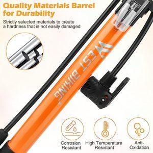 VFANDV Pompa da terra per bicicletta con manometro, 160 PSI per bicicletta, in lega di alluminio, con pompa per palloncini - immagine 4