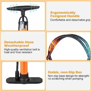 VFANDV Pompa da terra per bicicletta con manometro, 160 PSI per bicicletta, in lega di alluminio, con pompa per palloncini - immagine 5