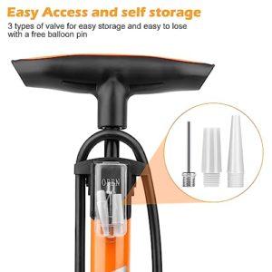 VFANDV Pompa da terra per bicicletta con manometro, 160 PSI per bicicletta, in lega di alluminio, con pompa per palloncini - immagine 7
