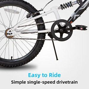 joystar 20 pollici bici per bambini e bambine dai 7 ai 13 anni, bici per bambini con telaio in acciaio e cavalletto, nero - immagine 4