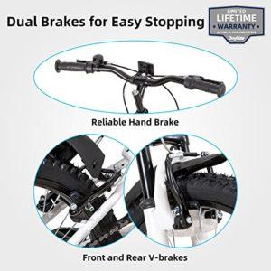 joystar 20 pollici bici per bambini e bambine dai 7 ai 13 anni, bici per bambini con telaio in acciaio e cavalletto, nero - immagine 5