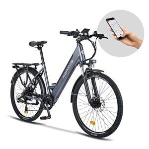 nakxus Bicicletta elettrica 26M208, bicicletta elettrica da 26", da trekking, con batteria al litio da 36 V, 12,5 Ah, fino a 100 KM, motore da 250 W, compatibile con l'UE, colore: grigio - immagine 3
