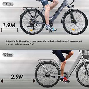 nakxus Bicicletta elettrica 26M208, bicicletta elettrica da 26", da trekking, con batteria al litio da 36 V, 12,5 Ah, fino a 100 KM, motore da 250 W, compatibile con l'UE, colore: grigio - immagine 7