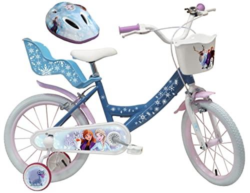 ATLAS Bicicletta da bambino da 16 Frozen Frozen dotata di 2 freni cestino anteriore porta bambola posteriore parafanghi e stabilizzatori casco congelato incluso 0 Prodotti