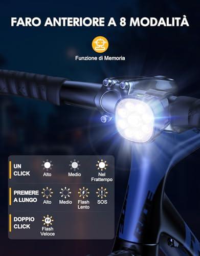 Babacom-Luci-Bicicletta-LED-Anteriore-e-Posteriore-87-Modalita-Kit-Luci-Bici-Ricaricabili-USB-Super-Luminose-Luce-Bici-con-Fascio-Luminoso-Spot-Flood-Impermeabile-IP65-per-Bici-Strada-e-MTB-0-0