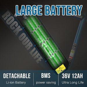 RCB Bicicletta elettrica per adulti fino a 90km (effetto ambientale),RK15 E-Bike per pendolari Pneumatici da 26 "resistenti all'usura e sospensioni anteriori ammortizzanti 7-velocità - immagine 3