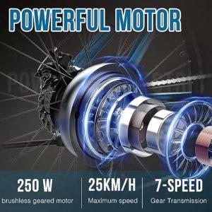 RCB Bicicletta elettrica per adulti fino a 90km (effetto ambientale),RK15 E-Bike per pendolari Pneumatici da 26 "resistenti all'usura e sospensioni anteriori ammortizzanti 7-velocità - immagine 4