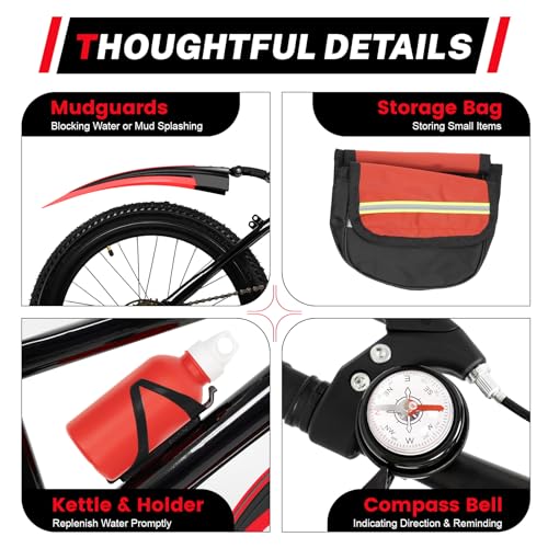 B0B8NX6QFX 2 69c2b70ea6e63 Mountain bike da 20", bicicletta per bambini con parafanghi, 7 marce, per ragazzi e ragazze, in acciaio al carbonio, idea reg