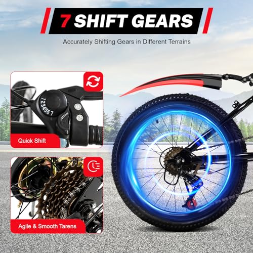 B0B8NX6QFX 3 69c2b70f45c29 Mountain bike da 20", bicicletta per bambini con parafanghi, 7 marce, per ragazzi e ragazze, in acciaio al carbonio, idea reg